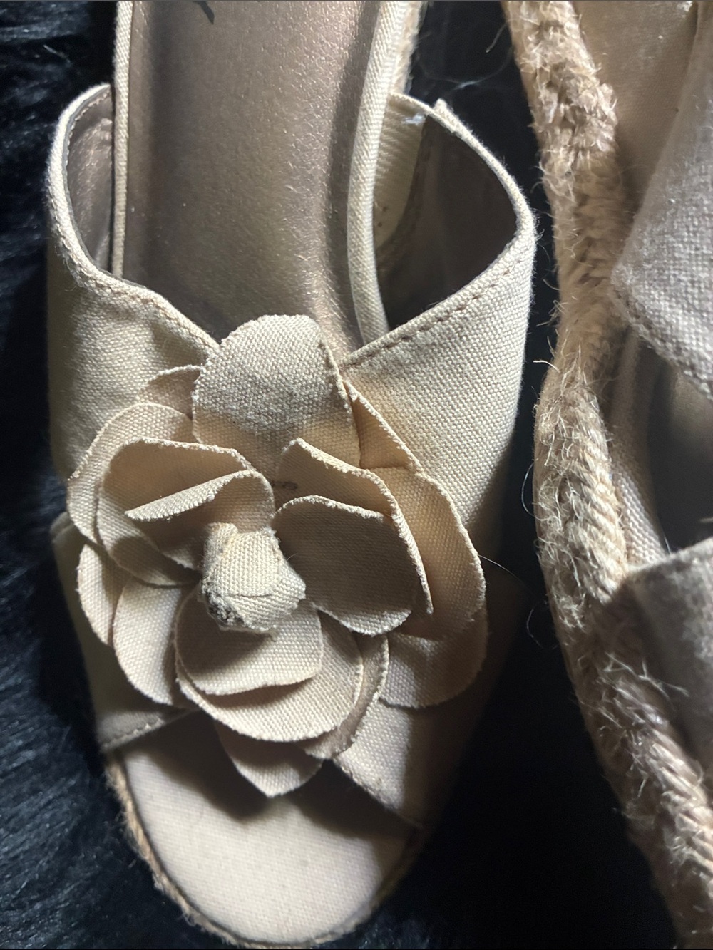 Life Stride Beige Floral Espadrille Wedge Slides - Picture 2 of 12